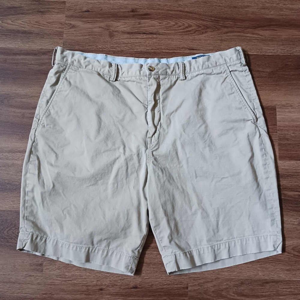 Polo Ralph Lauren Mens Khaki Tan Stretch Classic Fit Chino Shorts Size 40